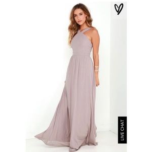 Lulus Air of Romance Taupe Grey Maxi Dress